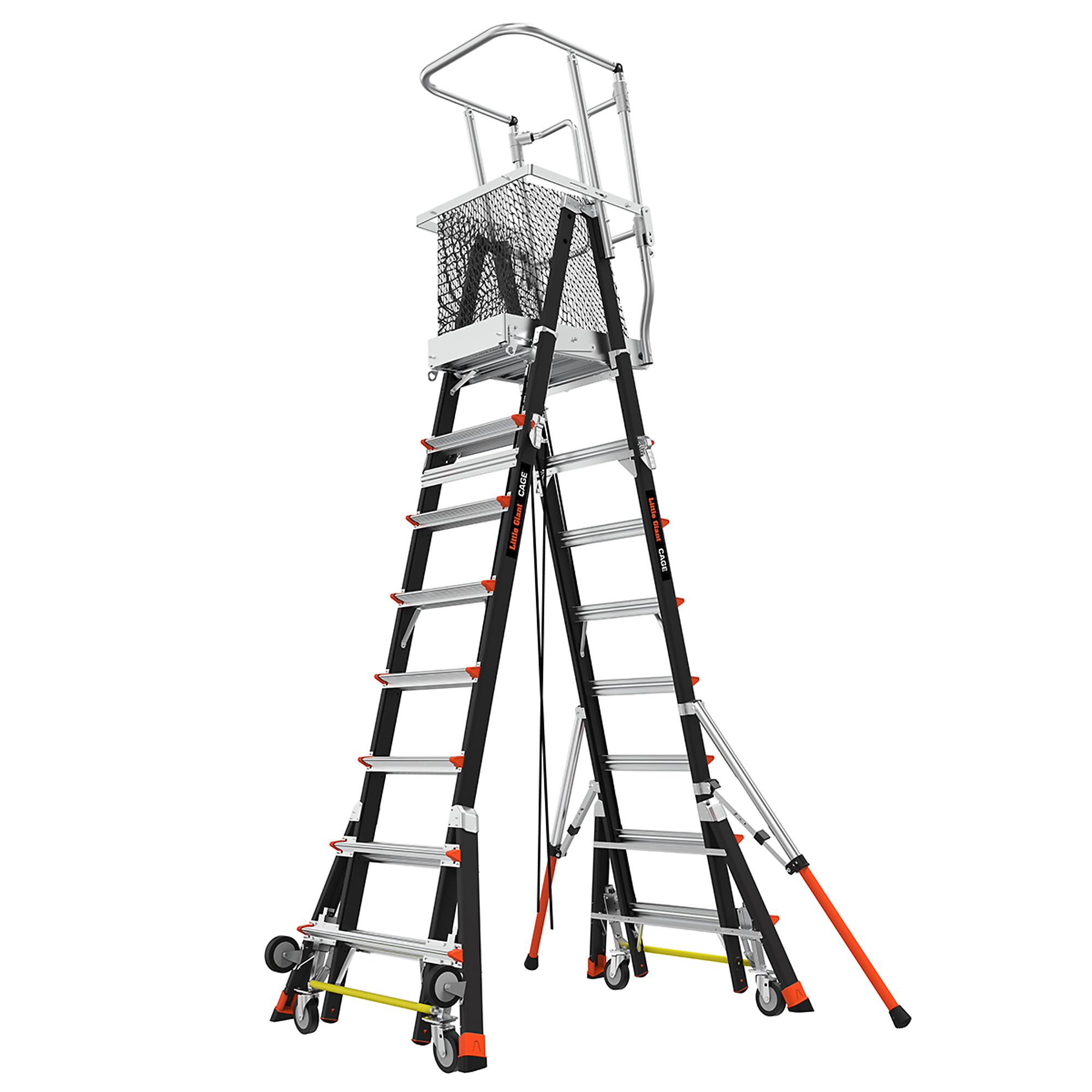 Little Giant Ladder, CAGE 8ft.-14ft. 375lb Adjustable Enc Elevated Platform, Height 14 ft, Capacity 375 lb, Material Fiberglass, Model# 18515-240